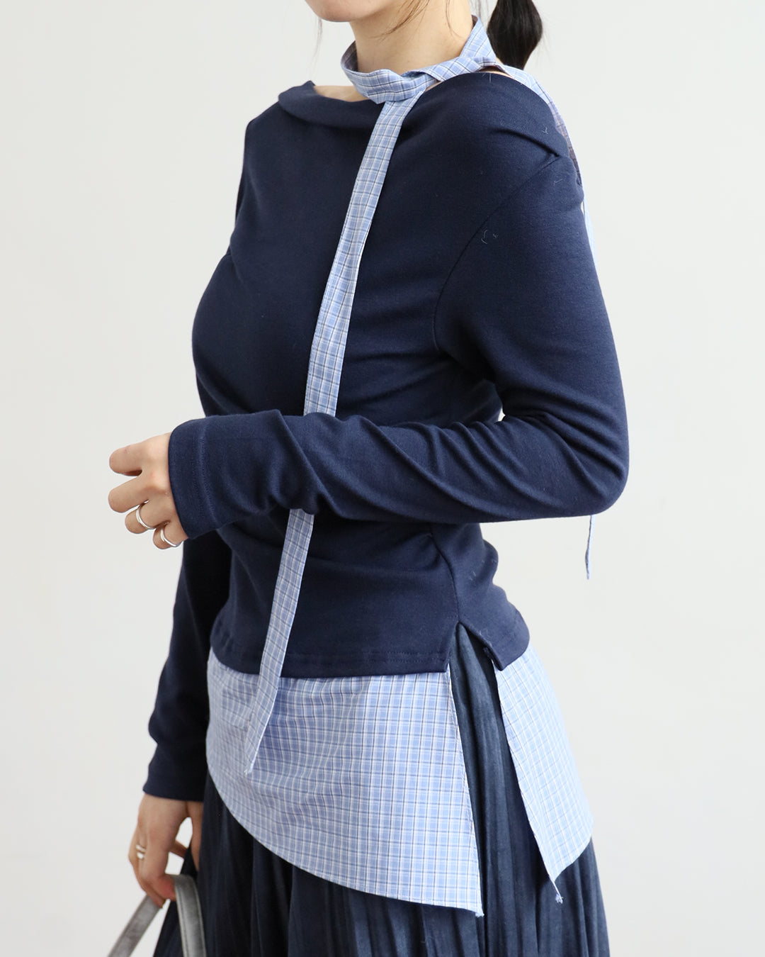 Off Shoulder Shirt Layer Top (2 colors)