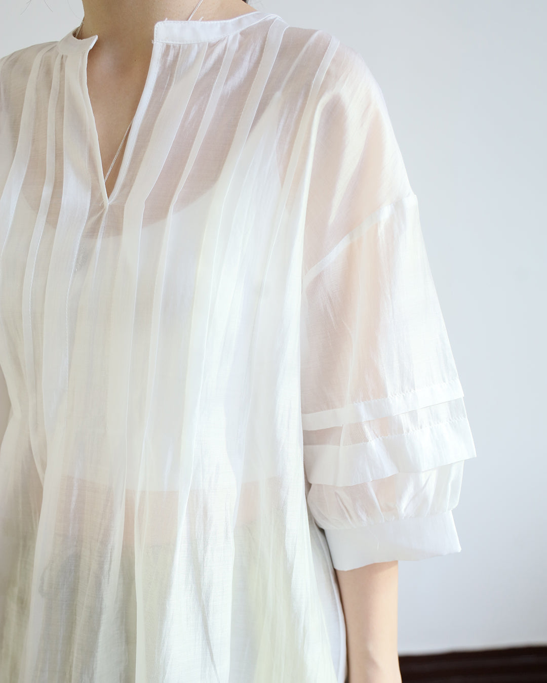 JAPAN BRAND - Pintuck Details Silky Blouse