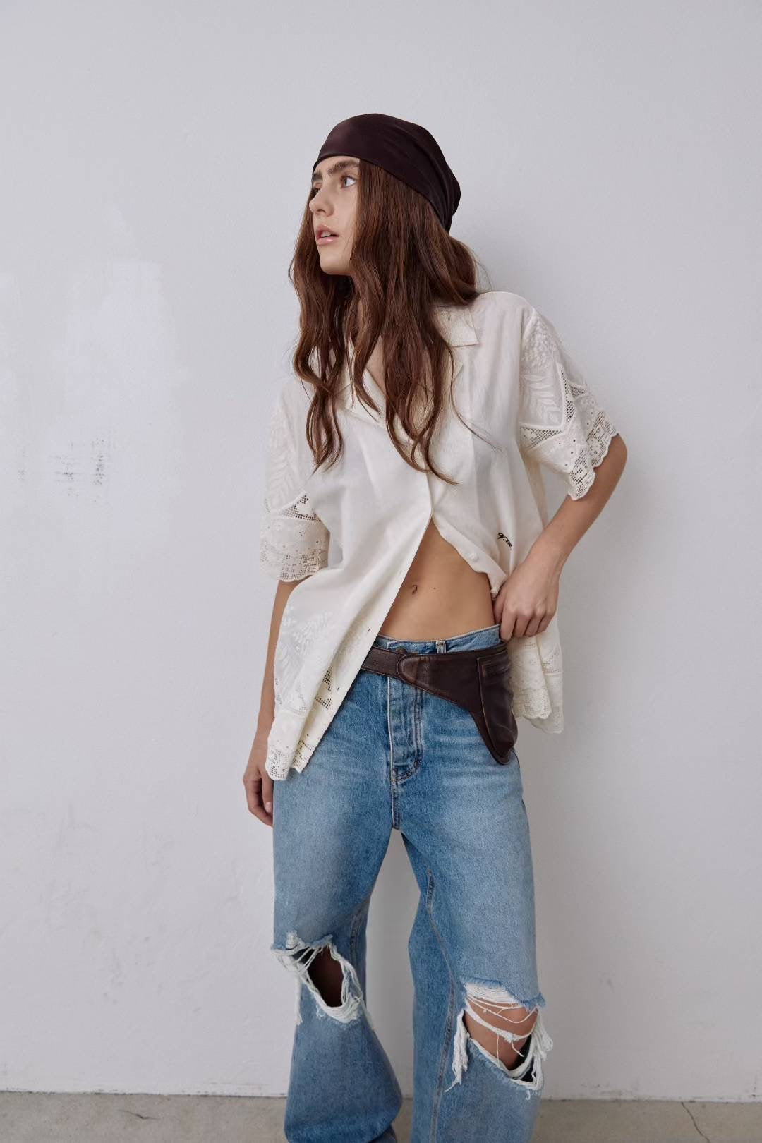 Embroidery Crochet Shirt