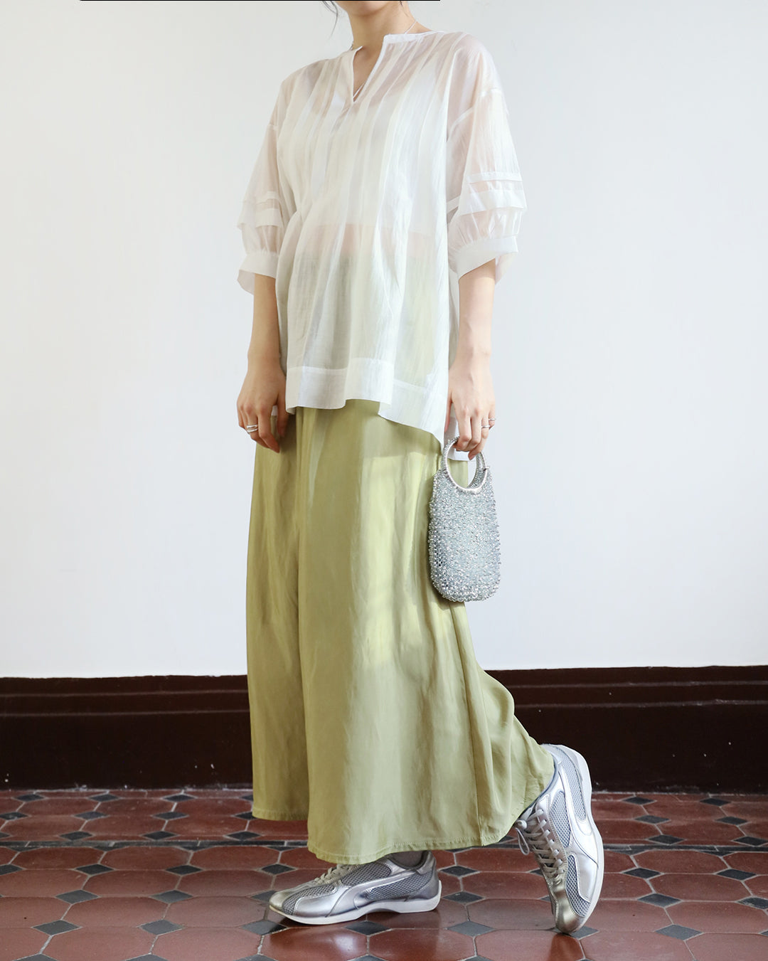 JAPAN BRAND - Pintuck Details Silky Blouse