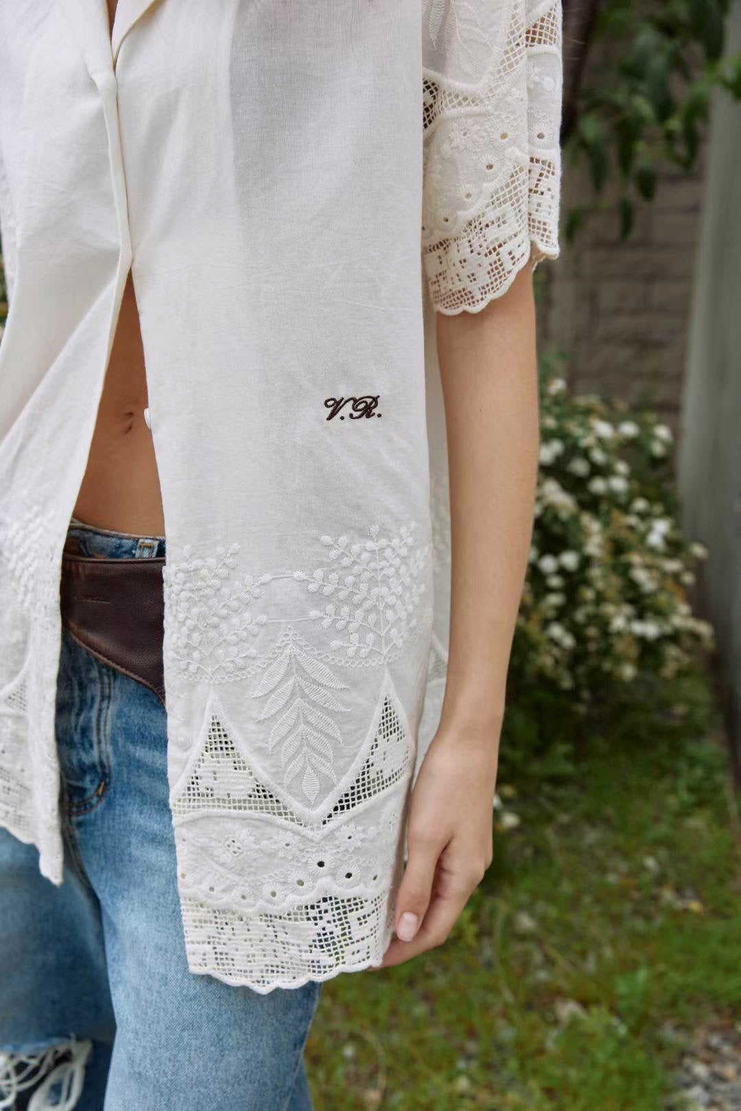Embroidery Crochet Shirt