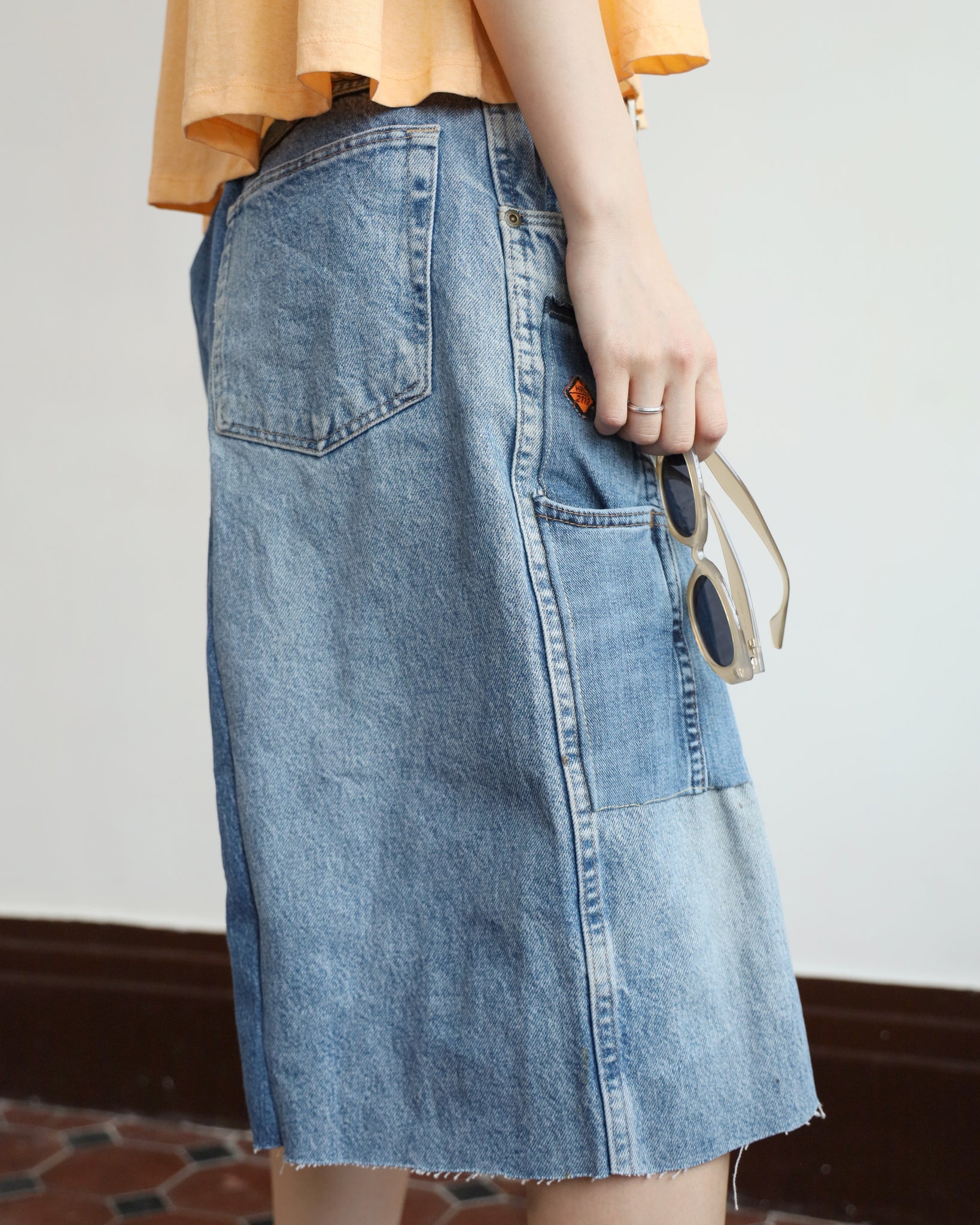Upcycle Patchwork Denim Shorts (waist 29" )