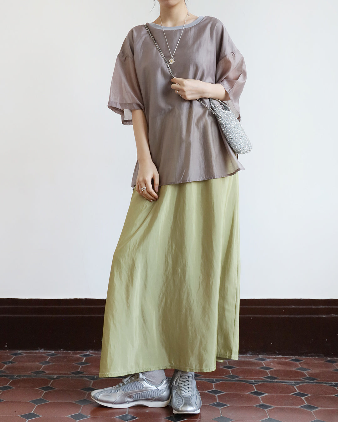 JAPAN BRAND-Tie Waist Silky Layer Top