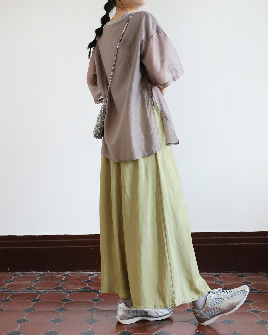 JAPAN BRAND-Tie Waist Silky Layer Top