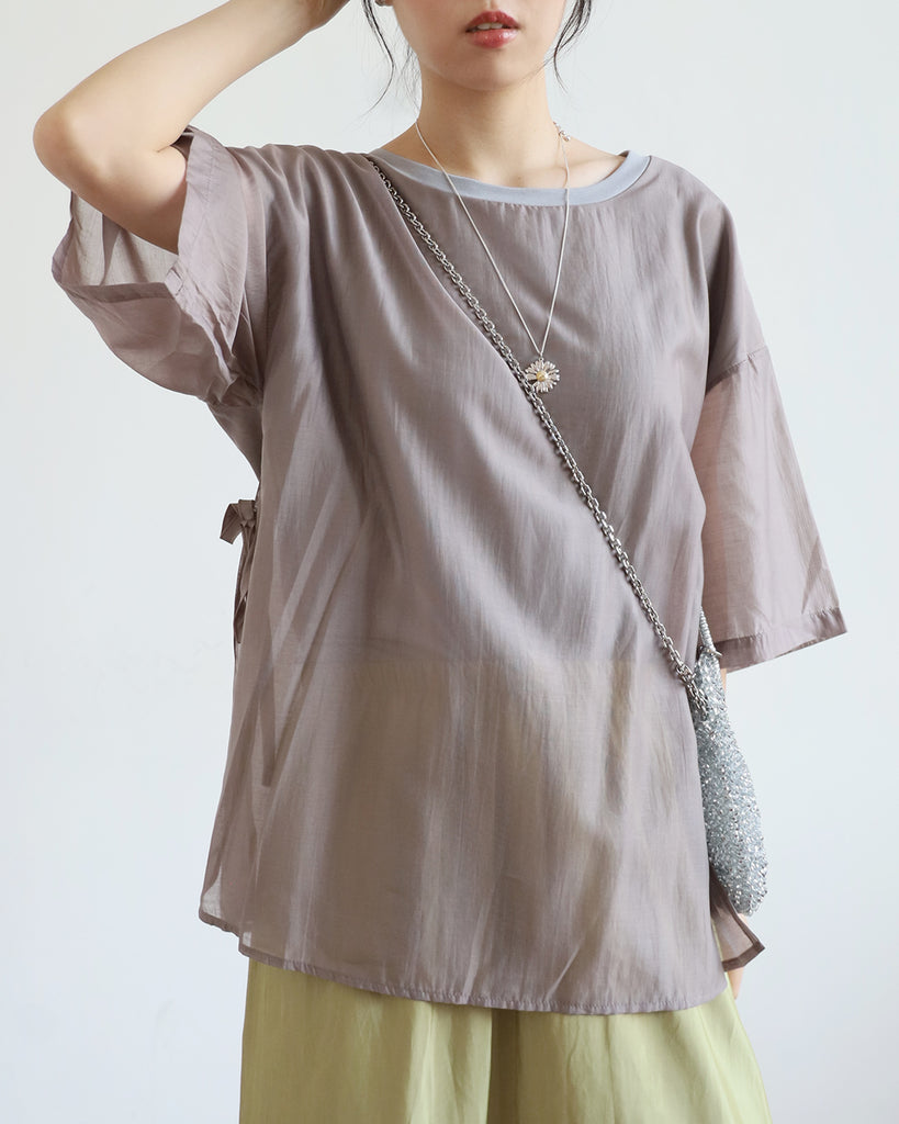 JAPAN BRAND-Tie Waist Silky Layer Top