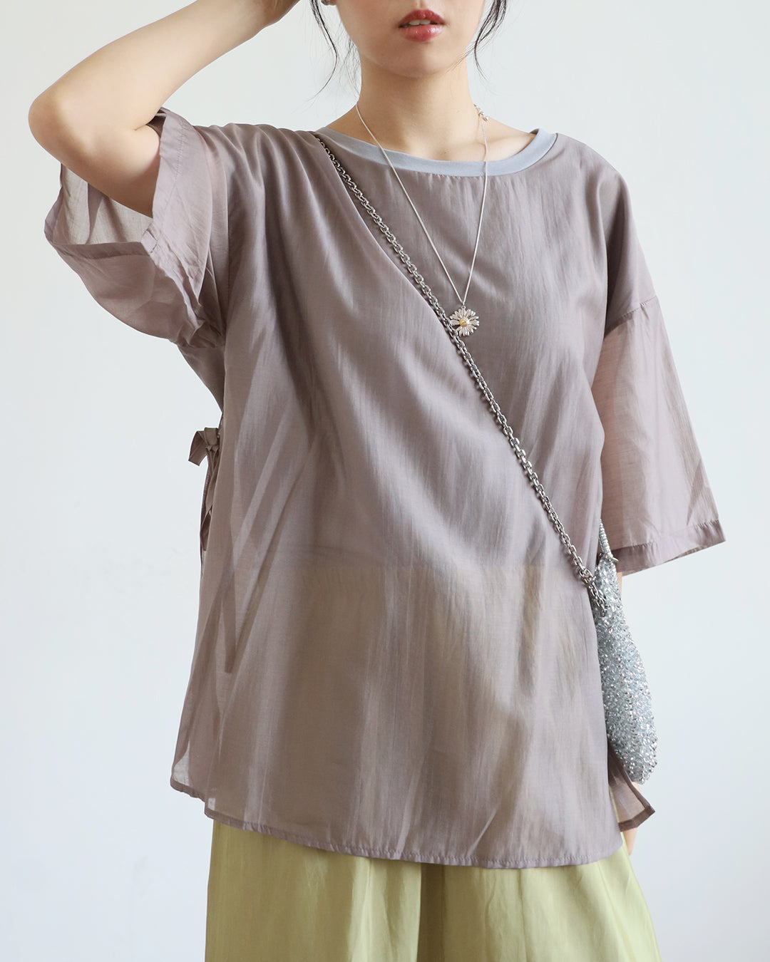 JAPAN BRAND-Tie Waist Silky Layer Top