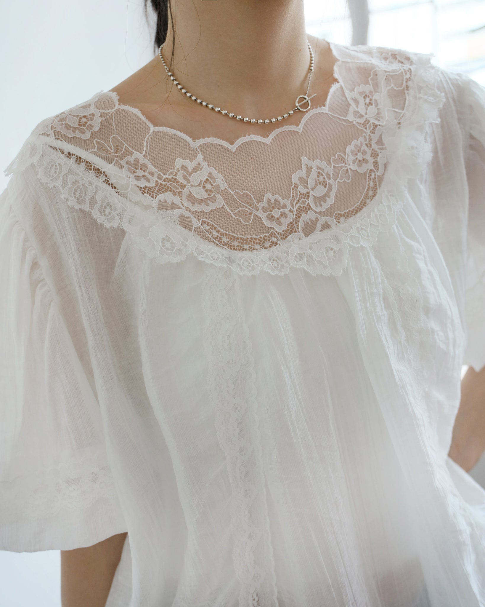 Lace Shoulder Bubble Top