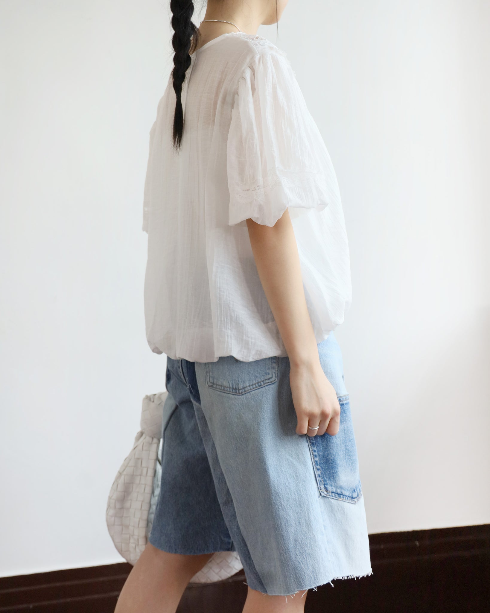 Upcycle Patchwork Denim Shorts (waist 28")