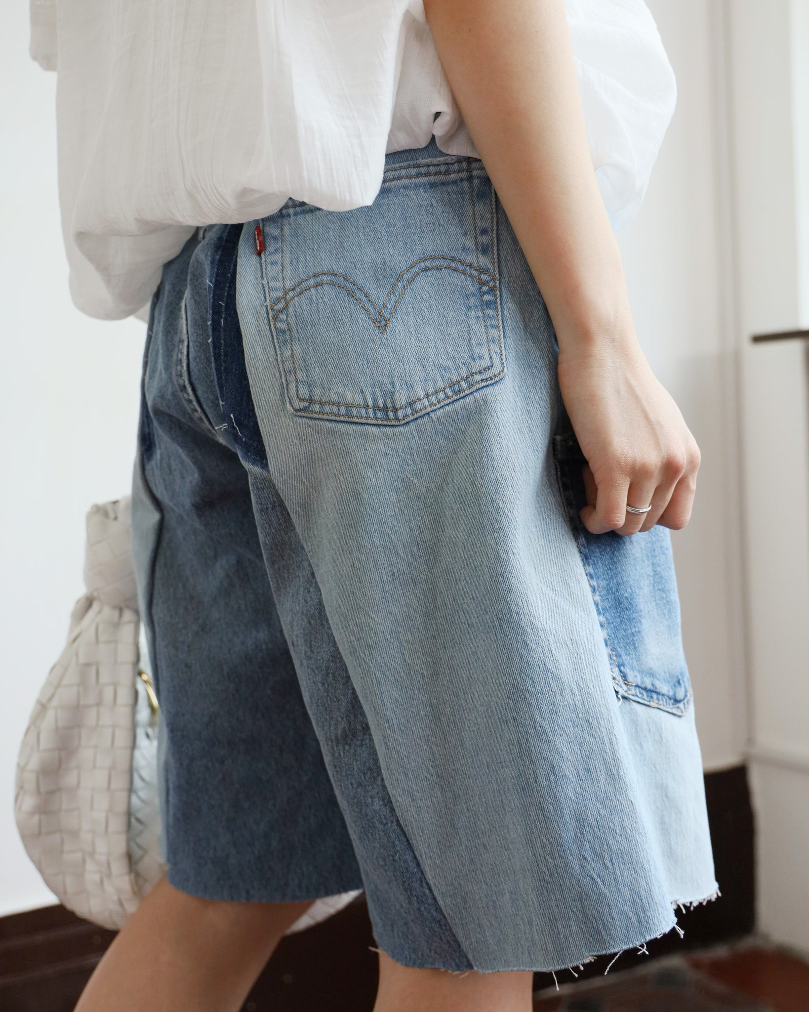 Upcycle Patchwork Denim Shorts (waist 28")
