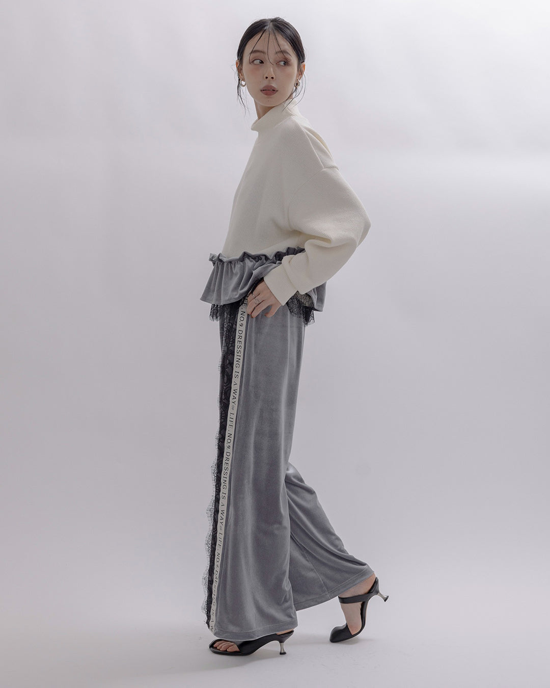 Japan Brand - Velvet Pants w/ Lace Trim (2 Colors)