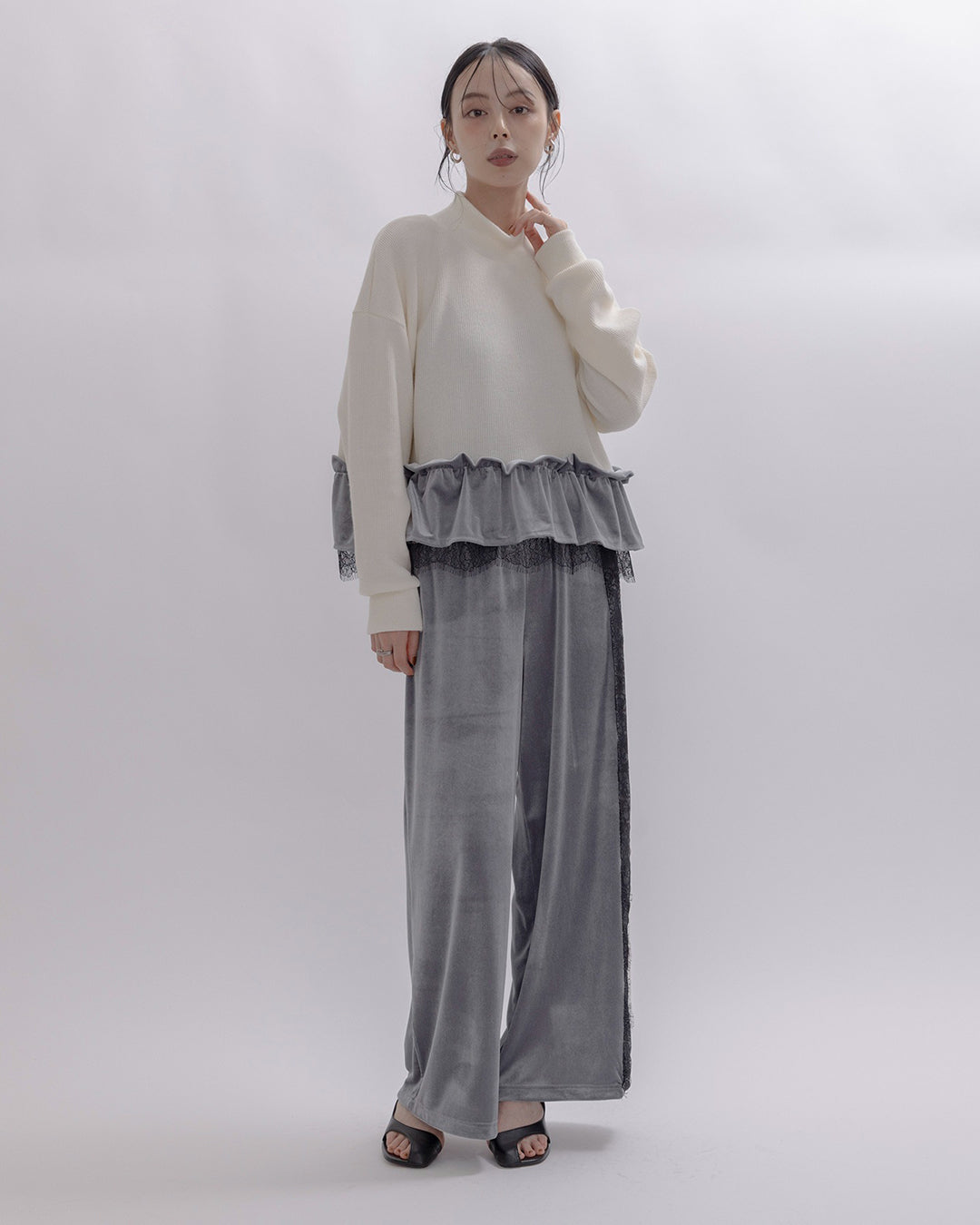 Japan Brand - Velvet Pants w/ Lace Trim (2 Colors)