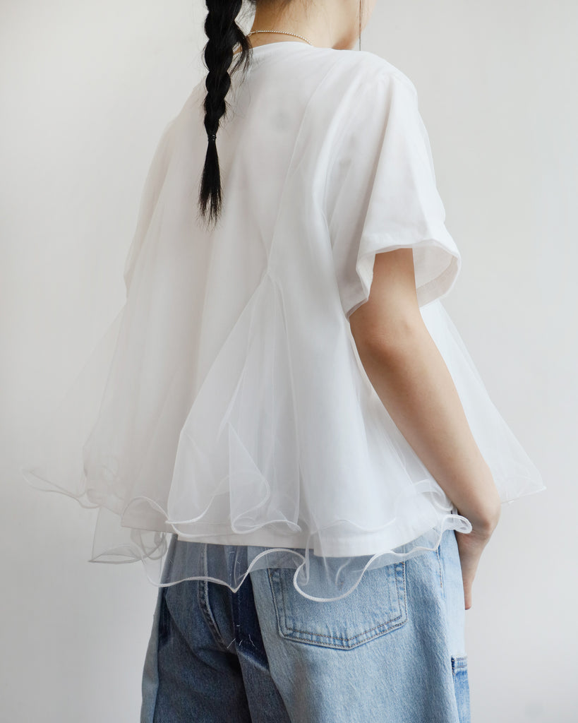 Mesh Layer Peplum Hem Tee (2 colors)