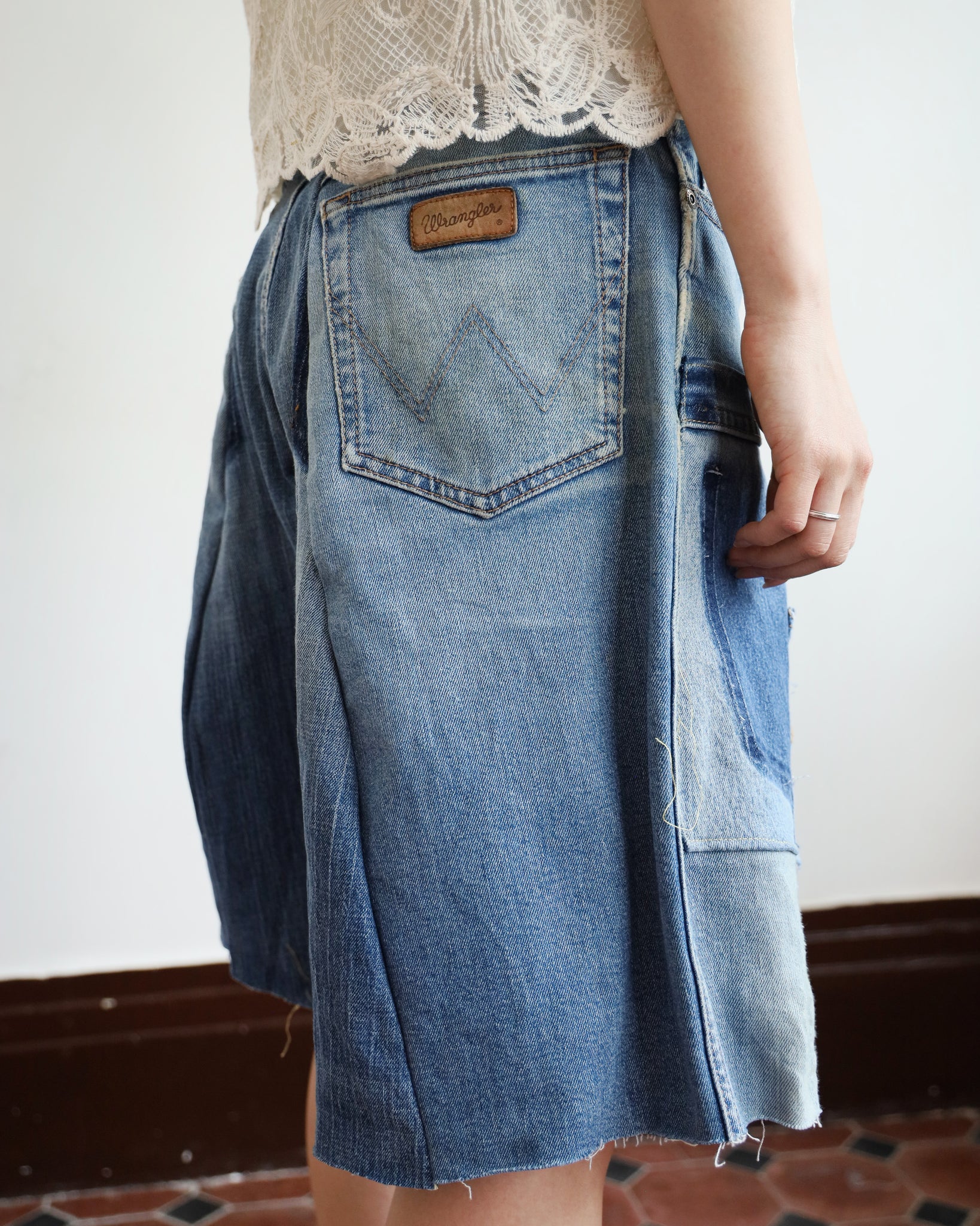Upcycle Patchwork Denim Shorts (waist 31")