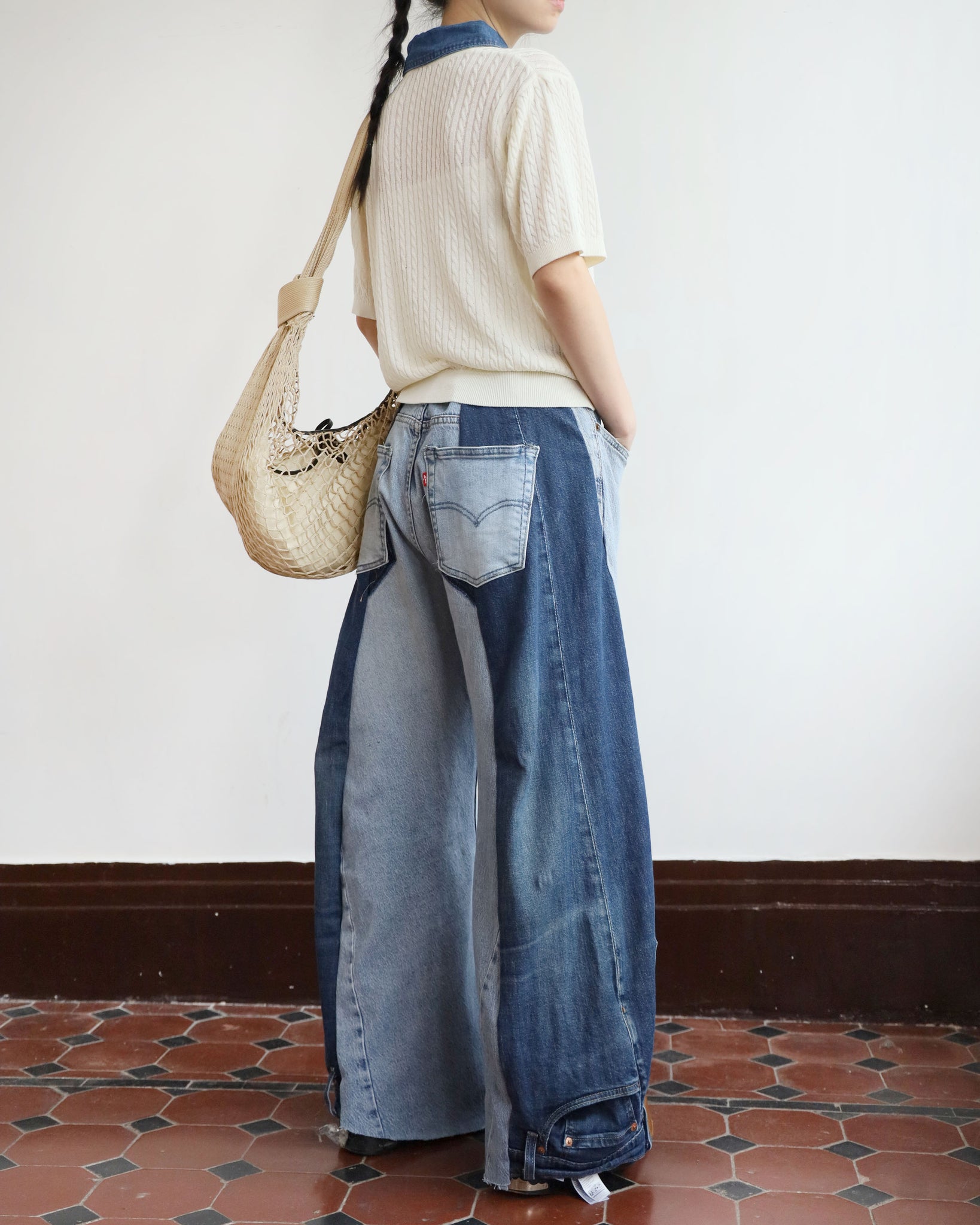Denim Collar Knit Top (2 colors)