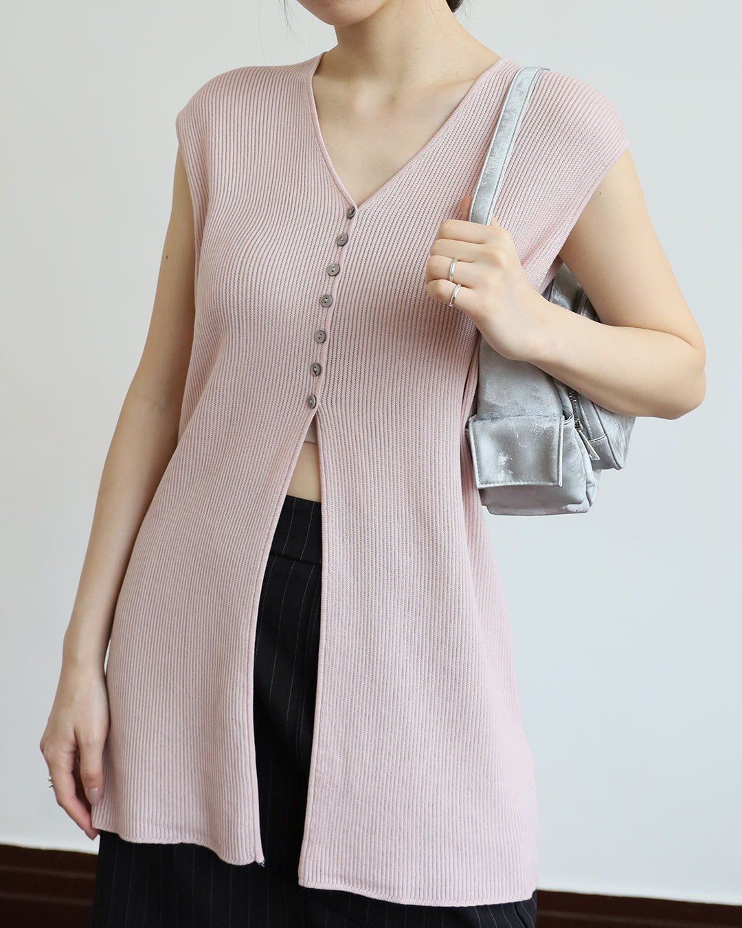 Button Details Longline Vest (5 color)