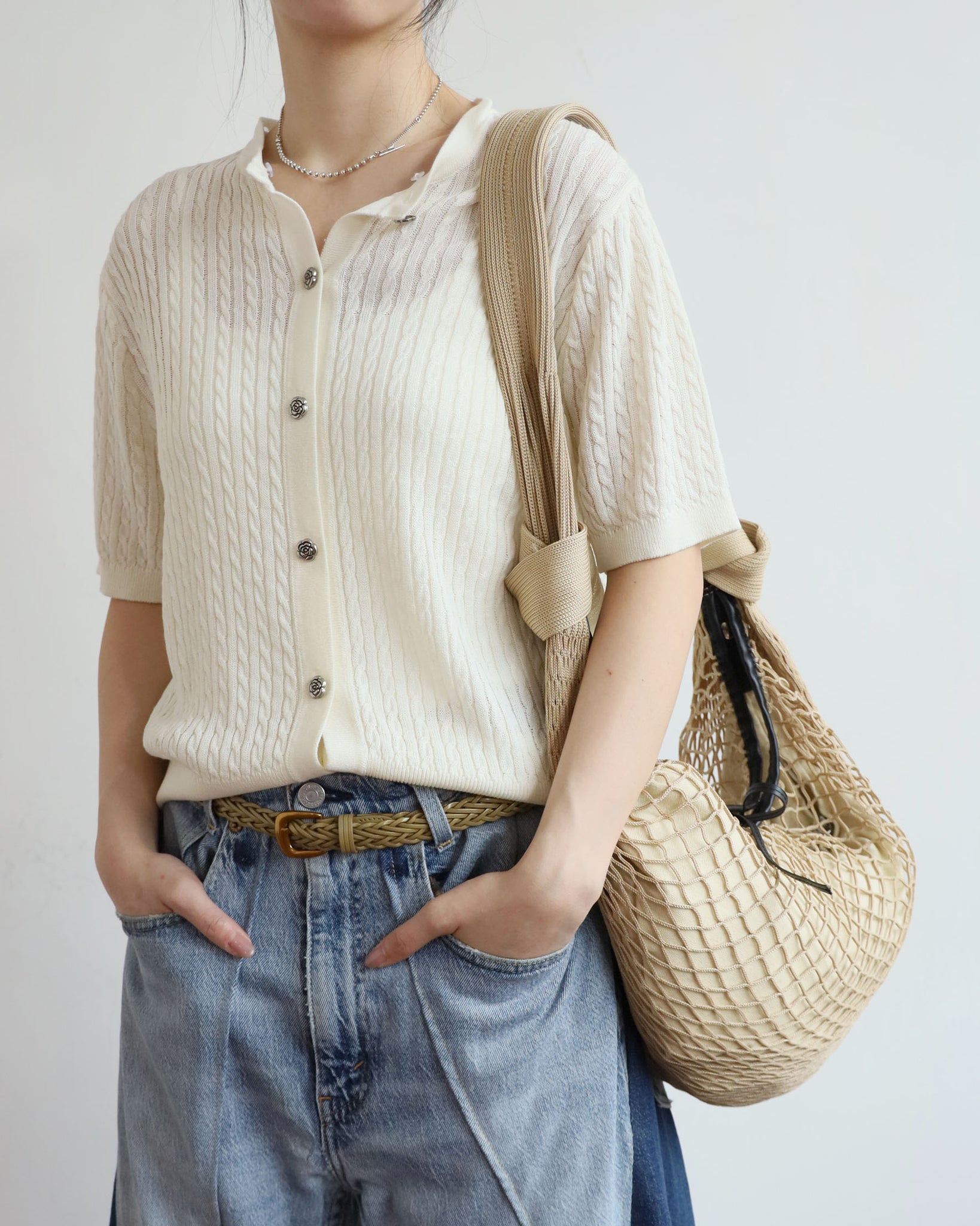 Denim Collar Knit Top (2 colors)
