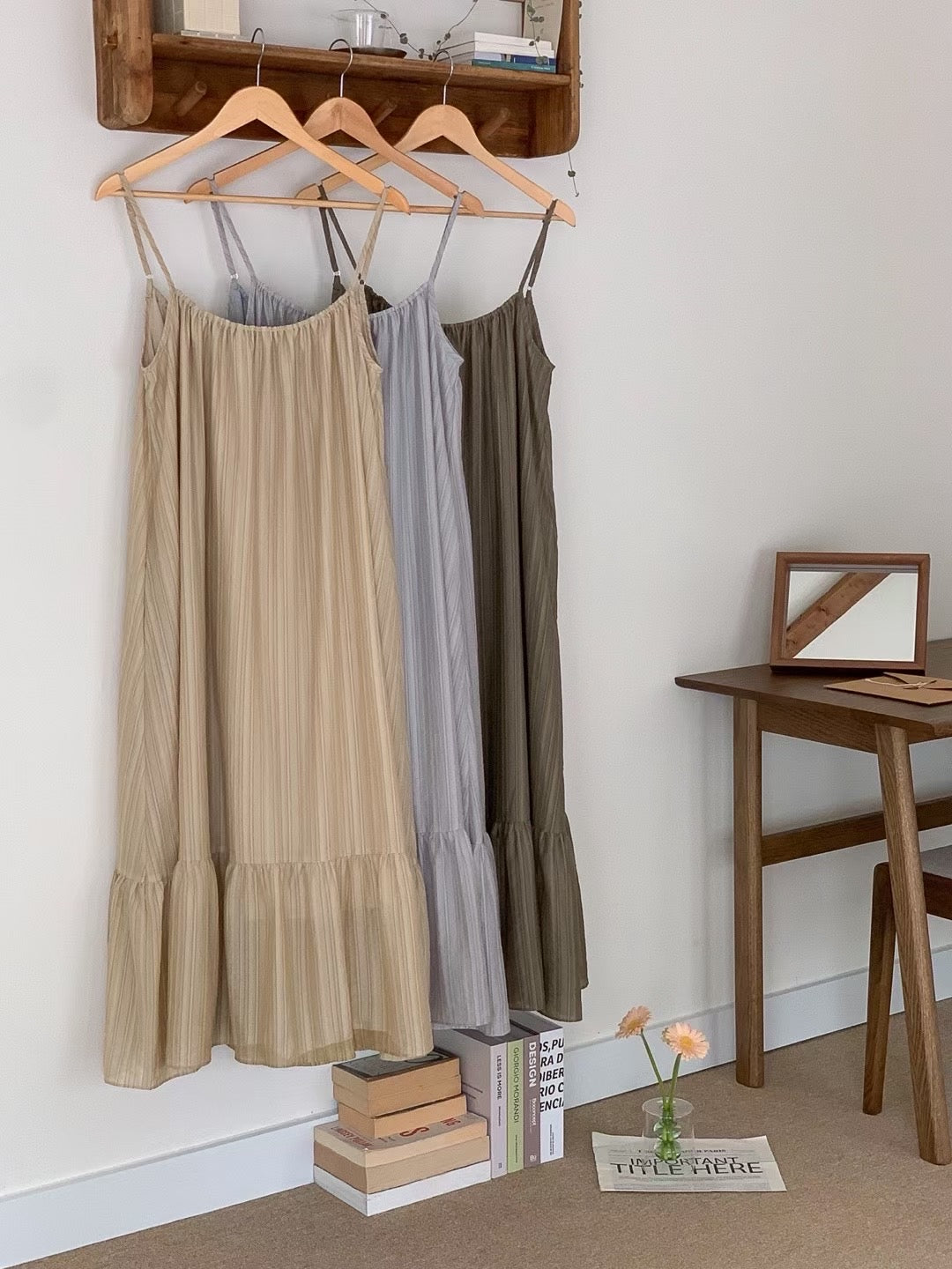 Texture Fabric Peplum Hem Cami Dress