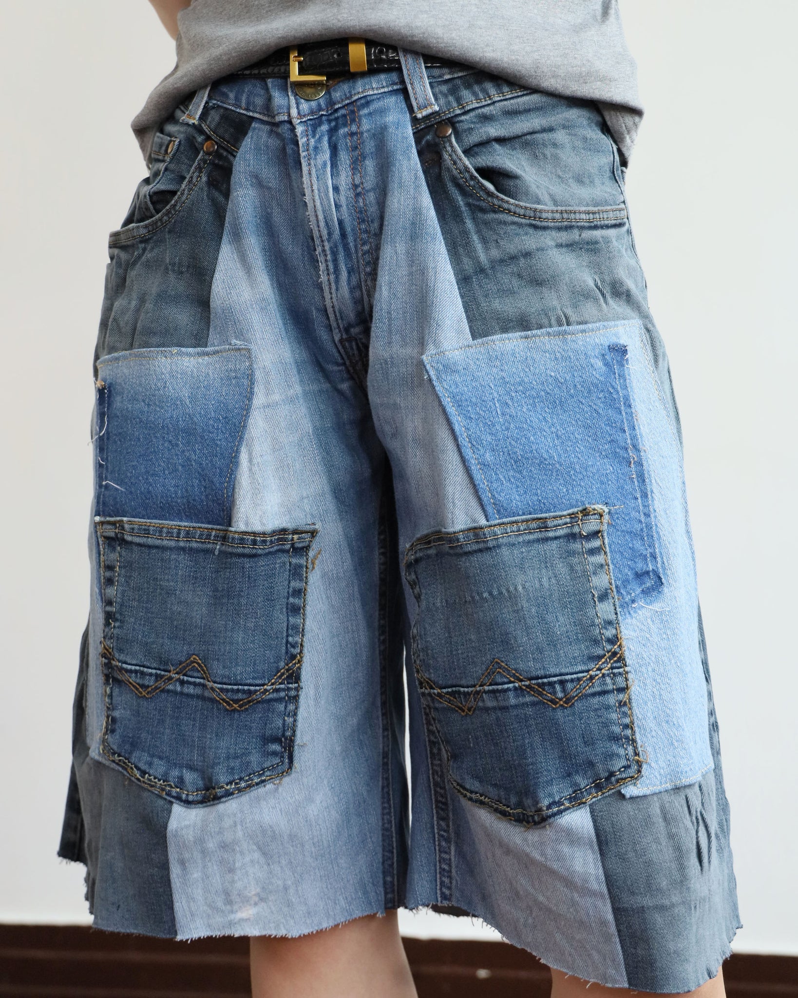 Upcycle Patchwork Denim Shorts (waist 30")