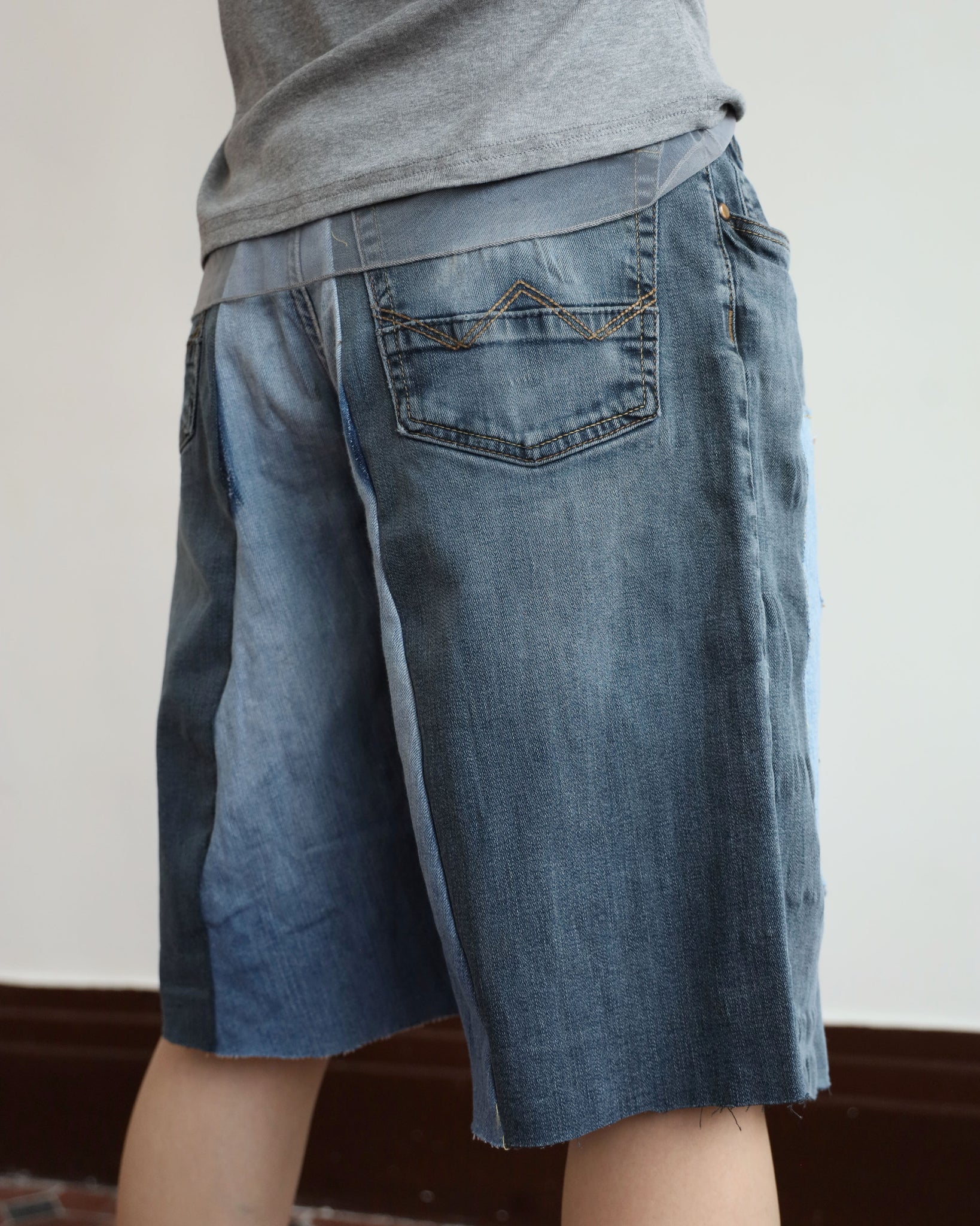 Upcycle Patchwork Denim Shorts (waist 30")
