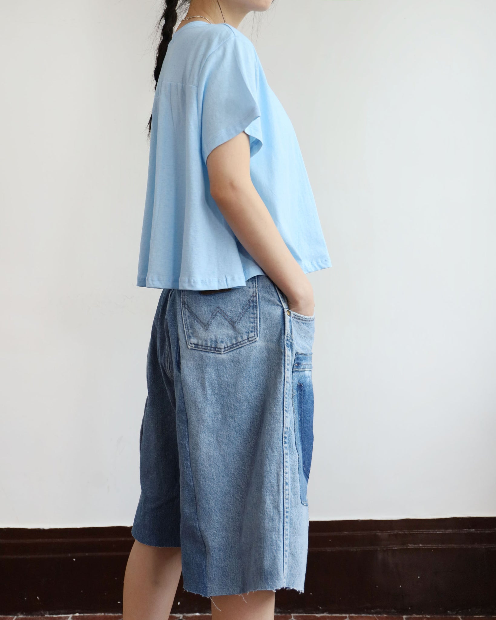 Upcycle Patchwork Denim Shorts (waist 30")