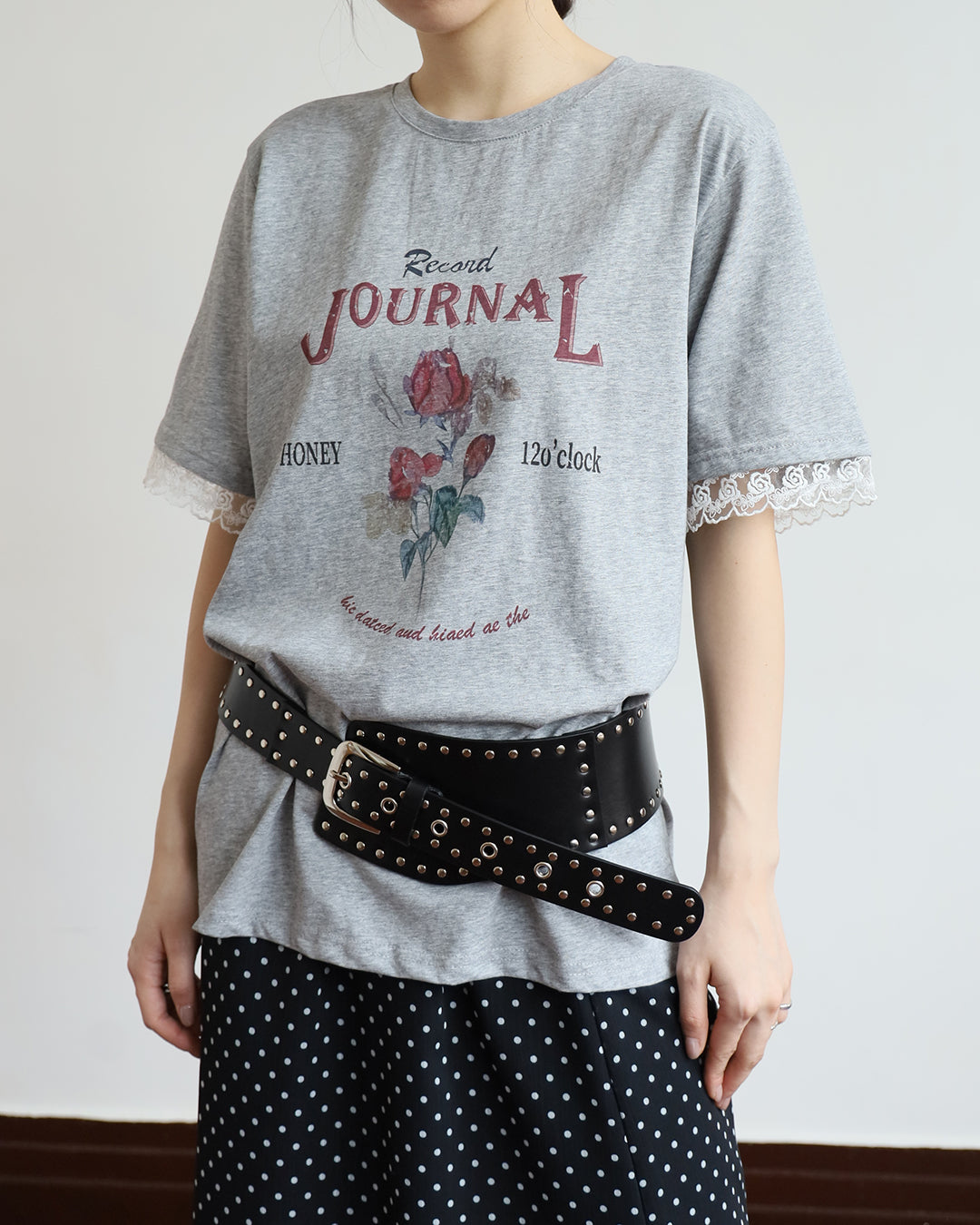 Wide Studded Leather Belt