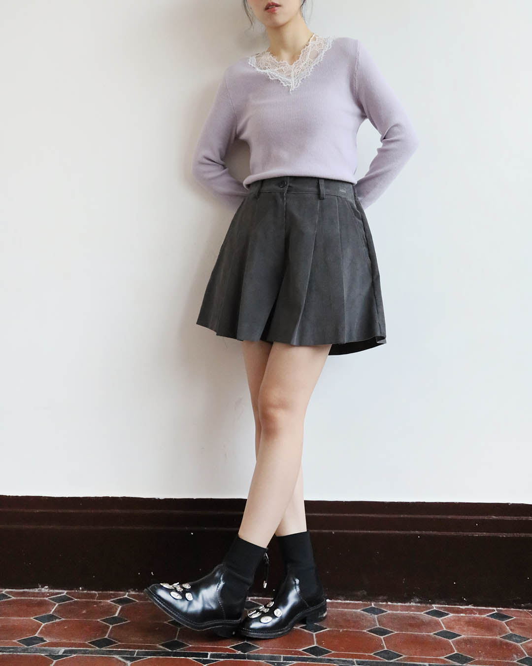 Corduroy Pleated Shorts