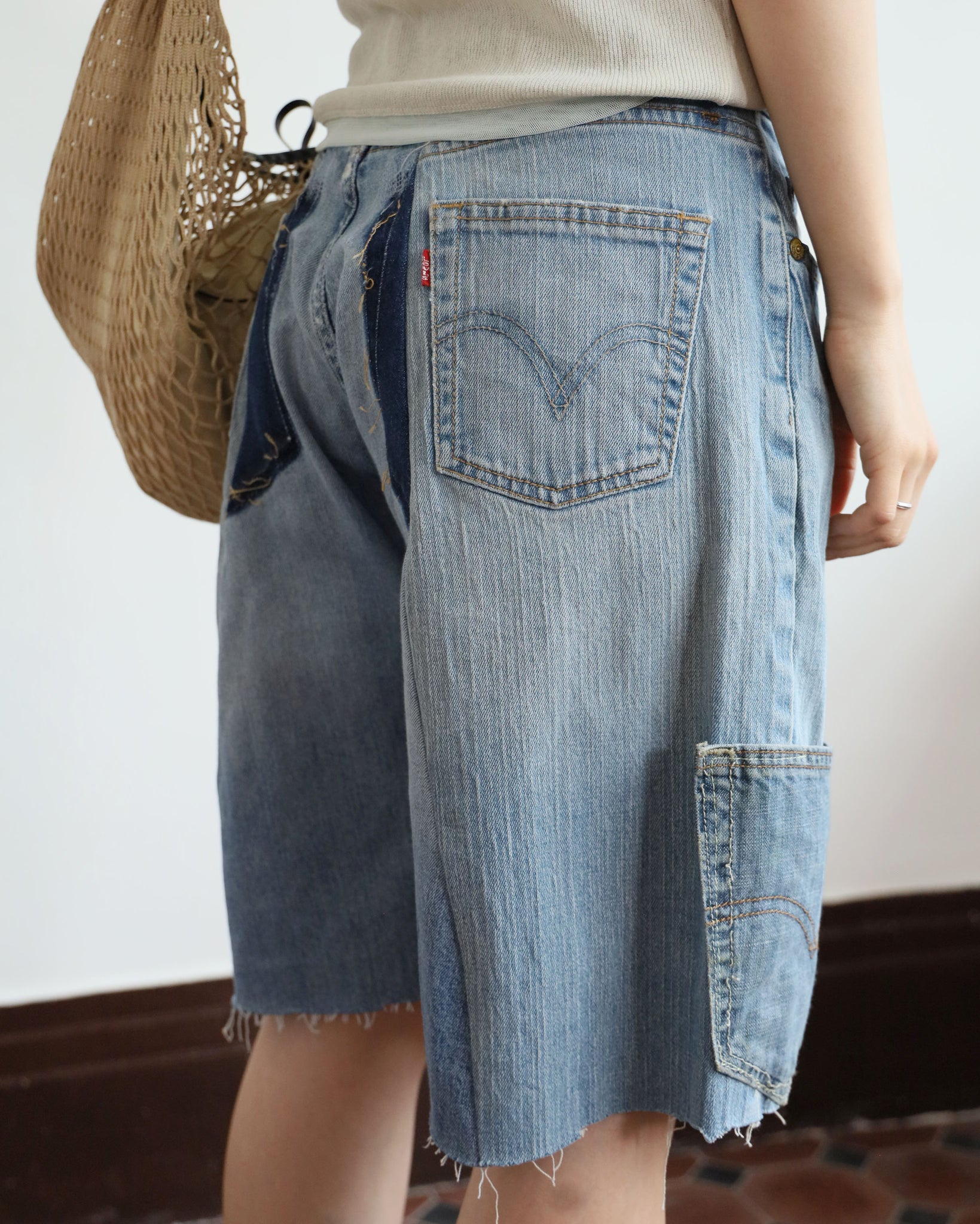 Upcycle Patchwork Denim Shorts (waist 27")