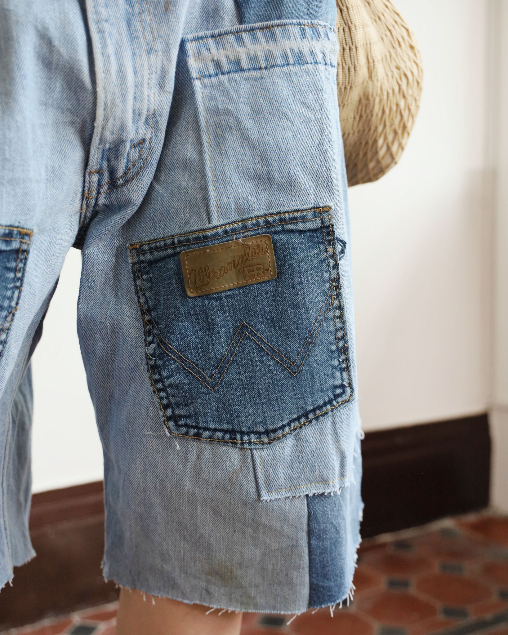Upcycle Patchwork Denim Shorts (waist 32")