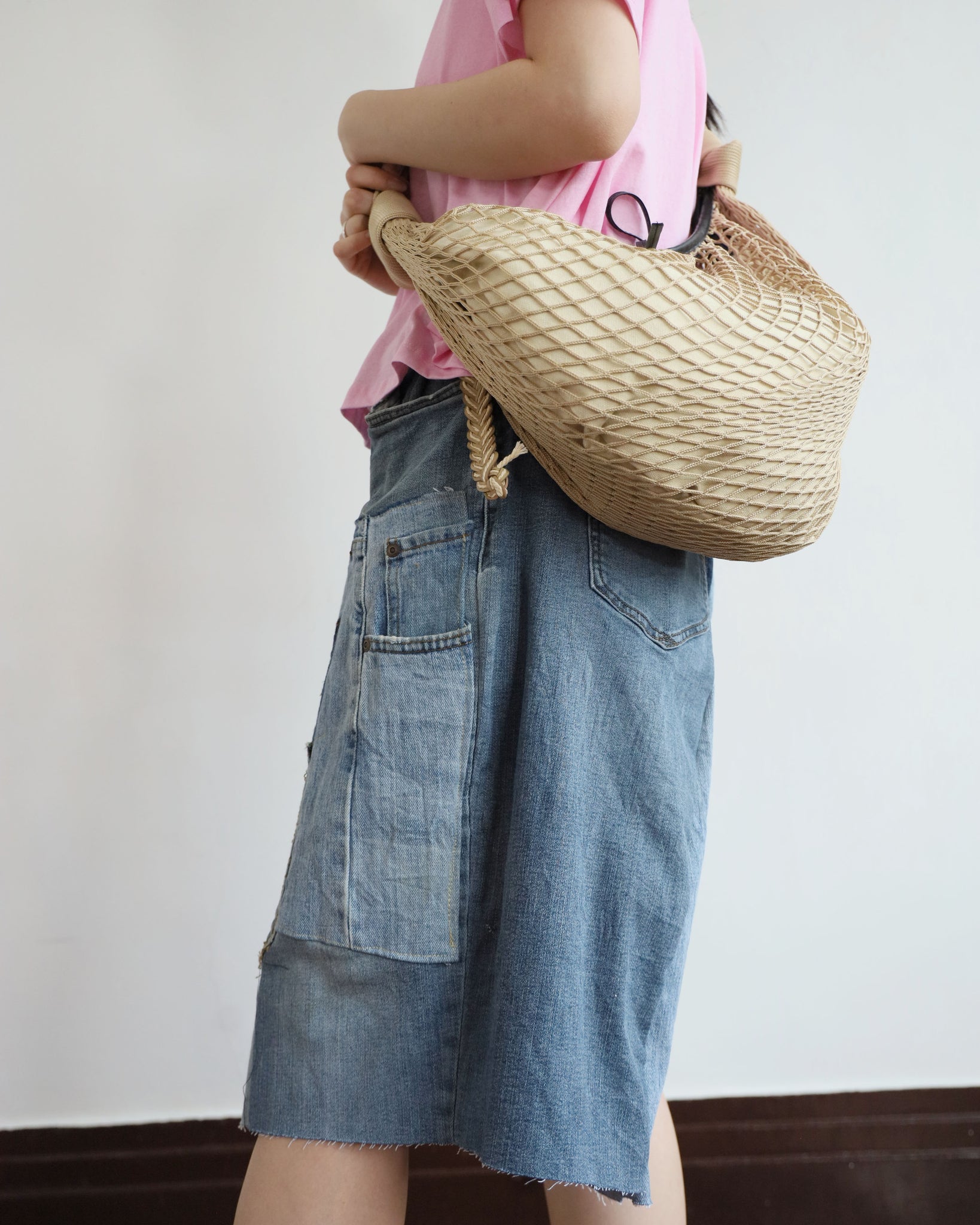 Upcycle Patchwork Denim Shorts (waist 33" )