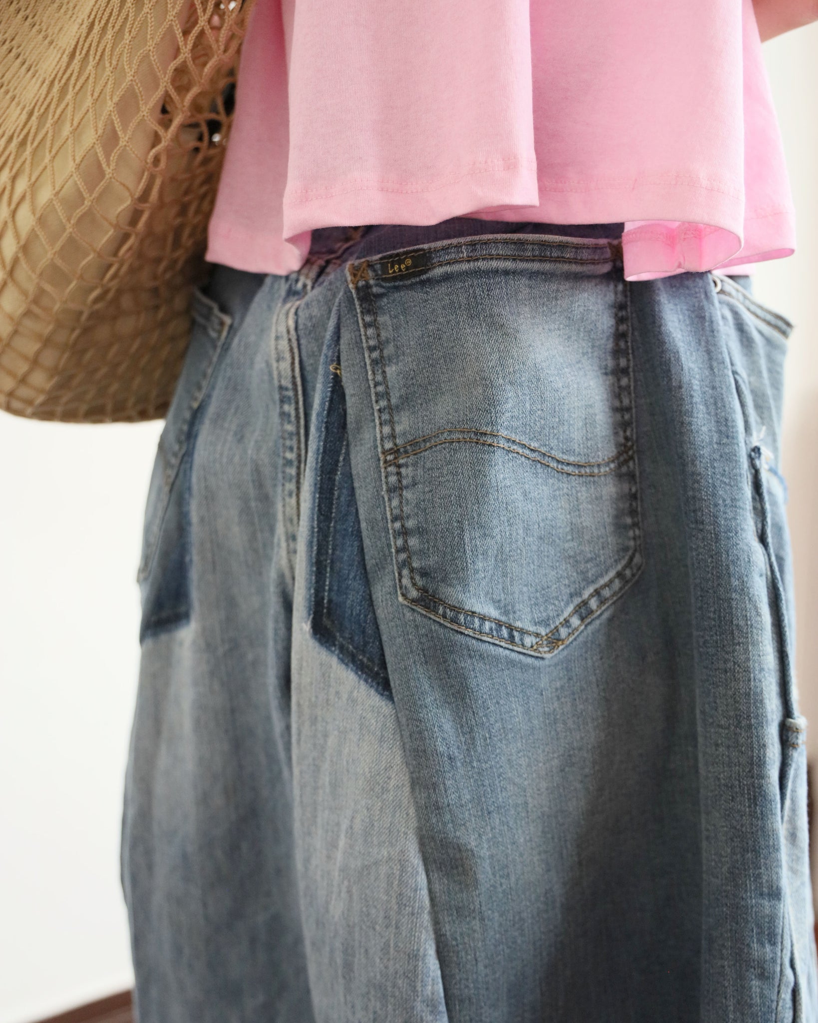 Upcycle Patchwork Denim Shorts (waist 33" )