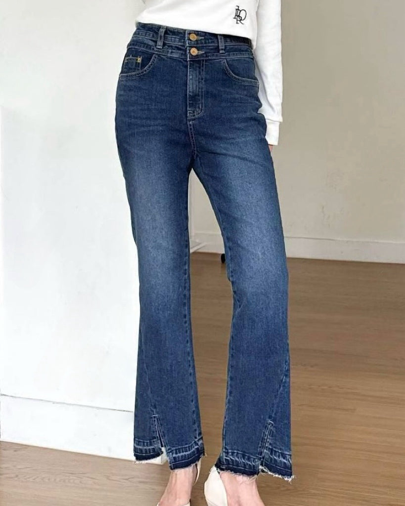 Front Split Flared Jeans (Size L)