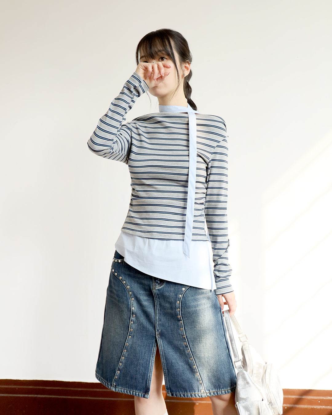 Off Shoulder Shirt Layer Top (2 colors)