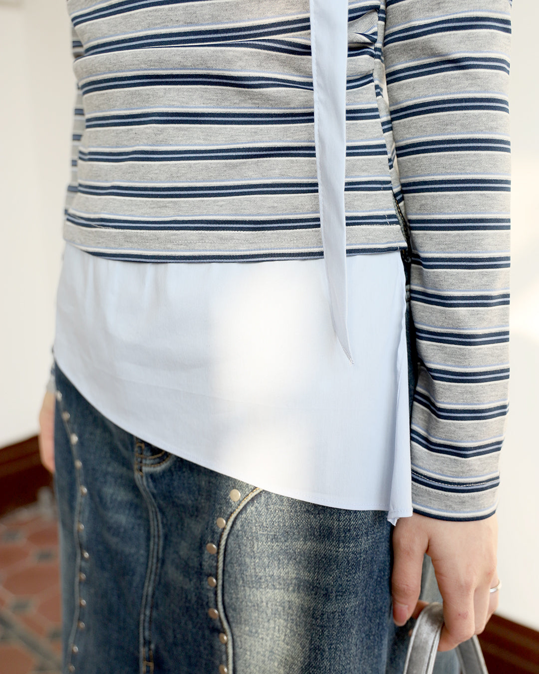 Off Shoulder Shirt Layer Top (2 colors)