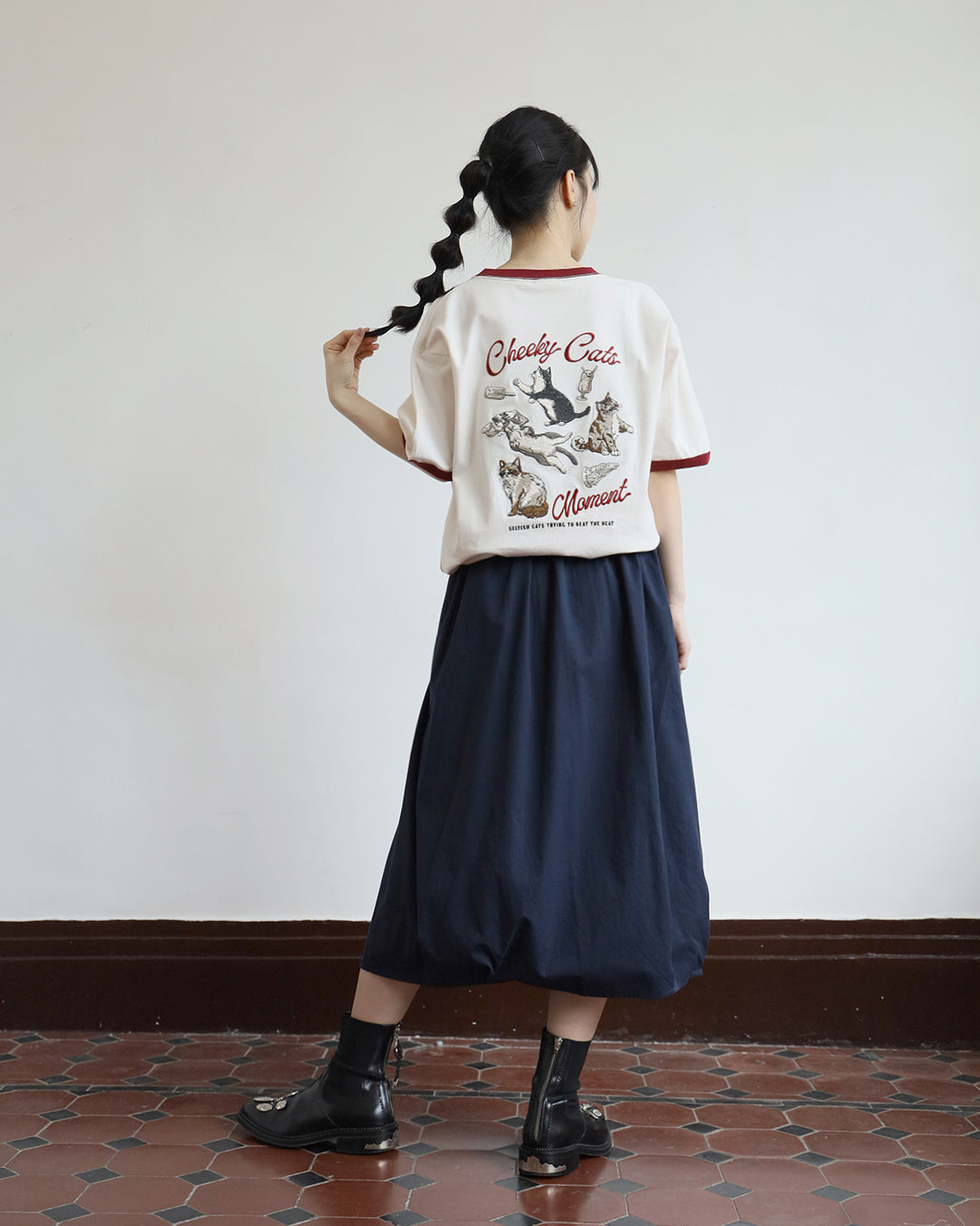 Japan Brand-Embroidery Cats Tee