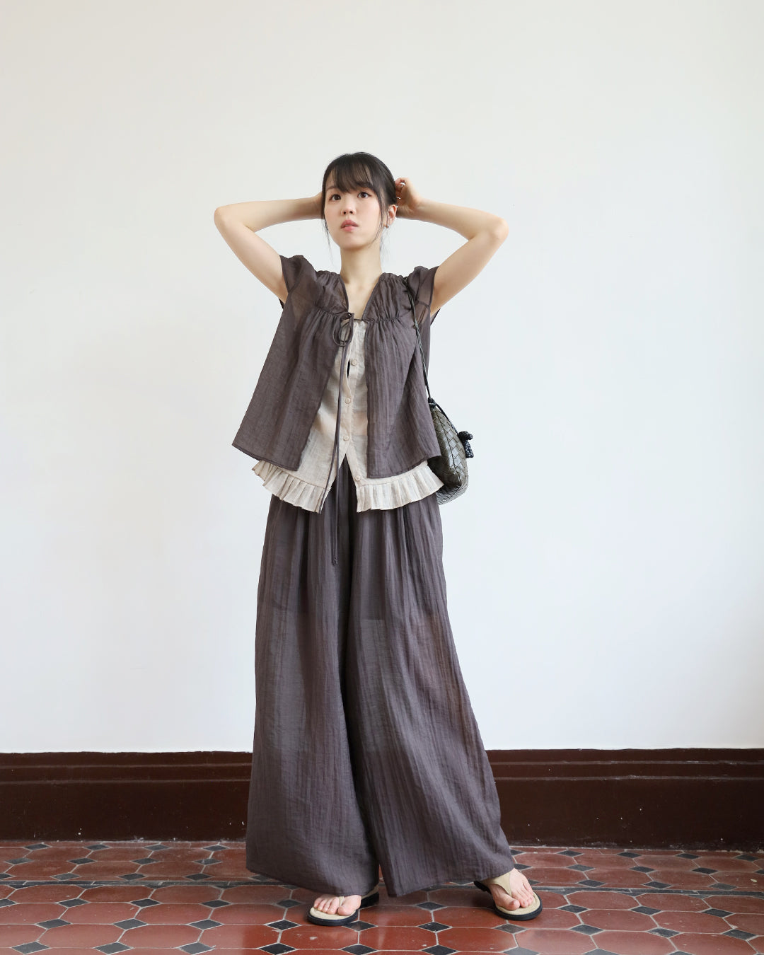 Pleated Layer Top + Pants Set  (2 Colors)