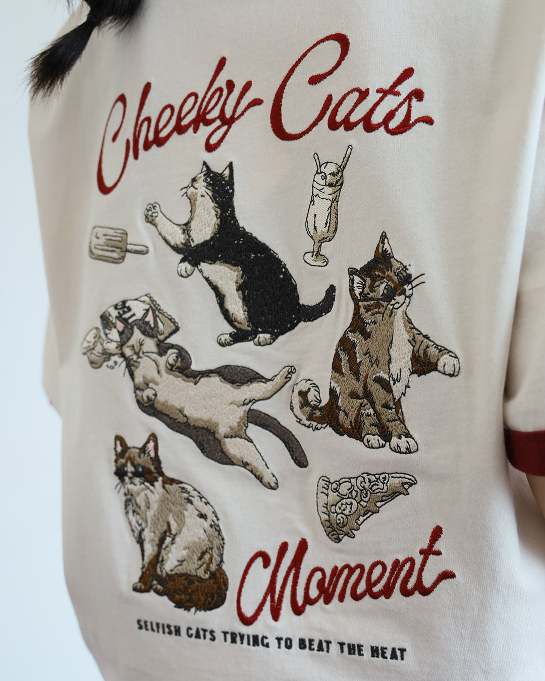 Japan Brand-Embroidery Cats Tee