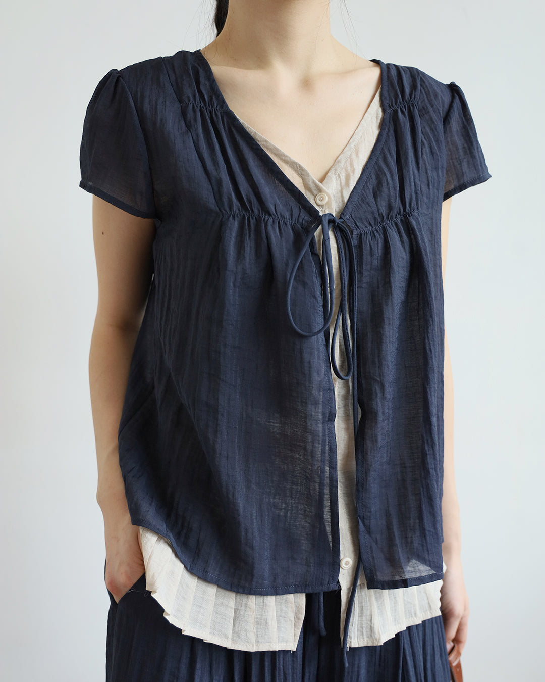 Pleated Layer Top + Pants Set  (2 Colors)