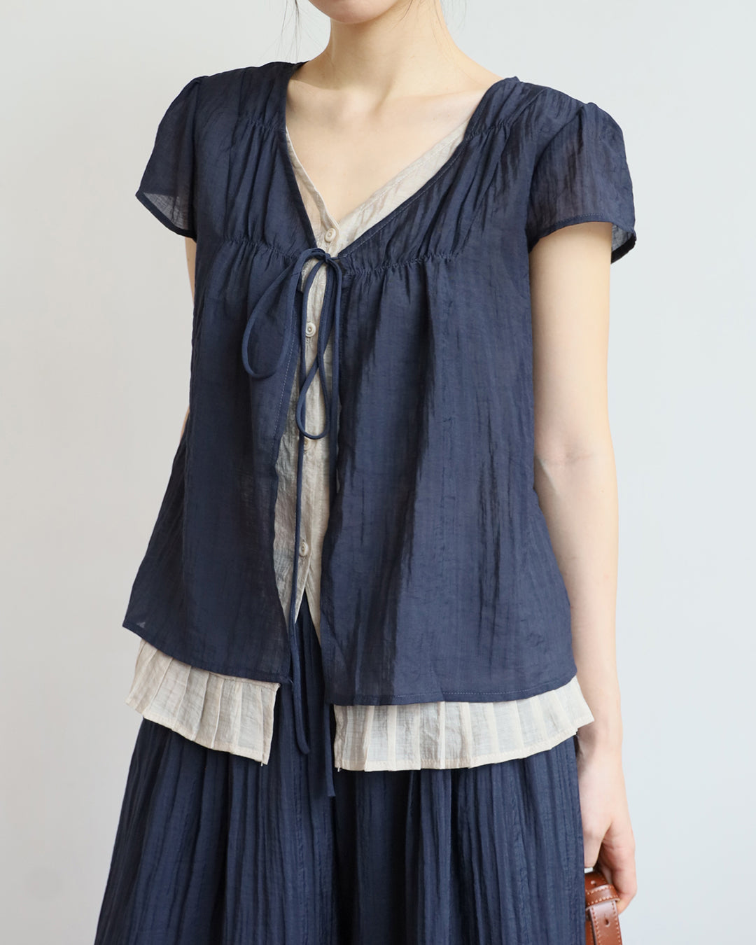 Pleated Layer Top + Pants Set  (2 Colors)