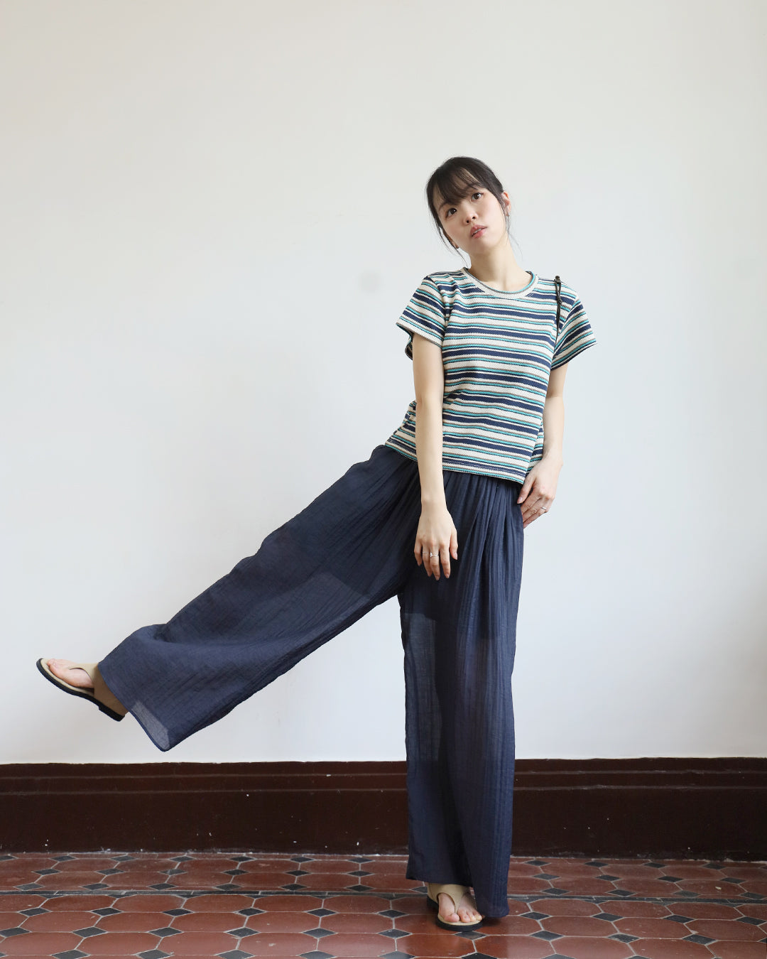 Striped Top in Texture Fabric (2 Colors)