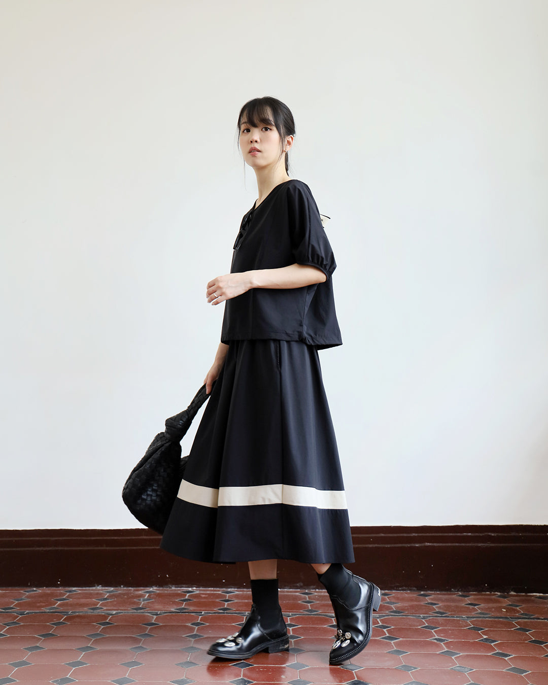 Ribbon Top & Skirt Set (2 Colors)