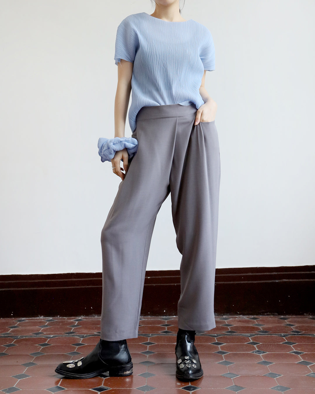 Pleated Top + Hair Band (set)