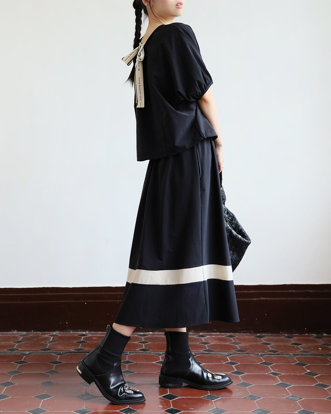 Ribbon Top & Skirt Set (2 Colors)