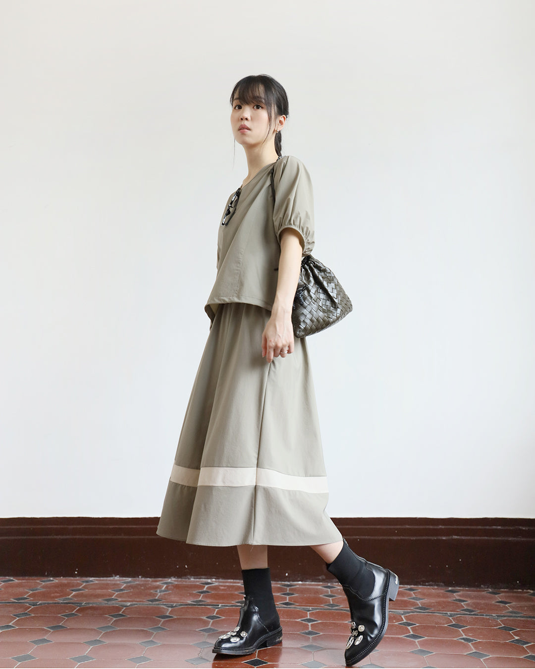 Ribbon Top & Skirt Set (2 Colors)