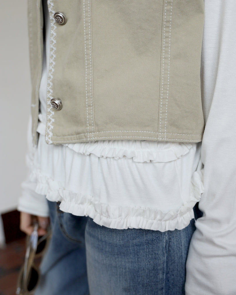 Ruffle Trimmed Top (2 color)