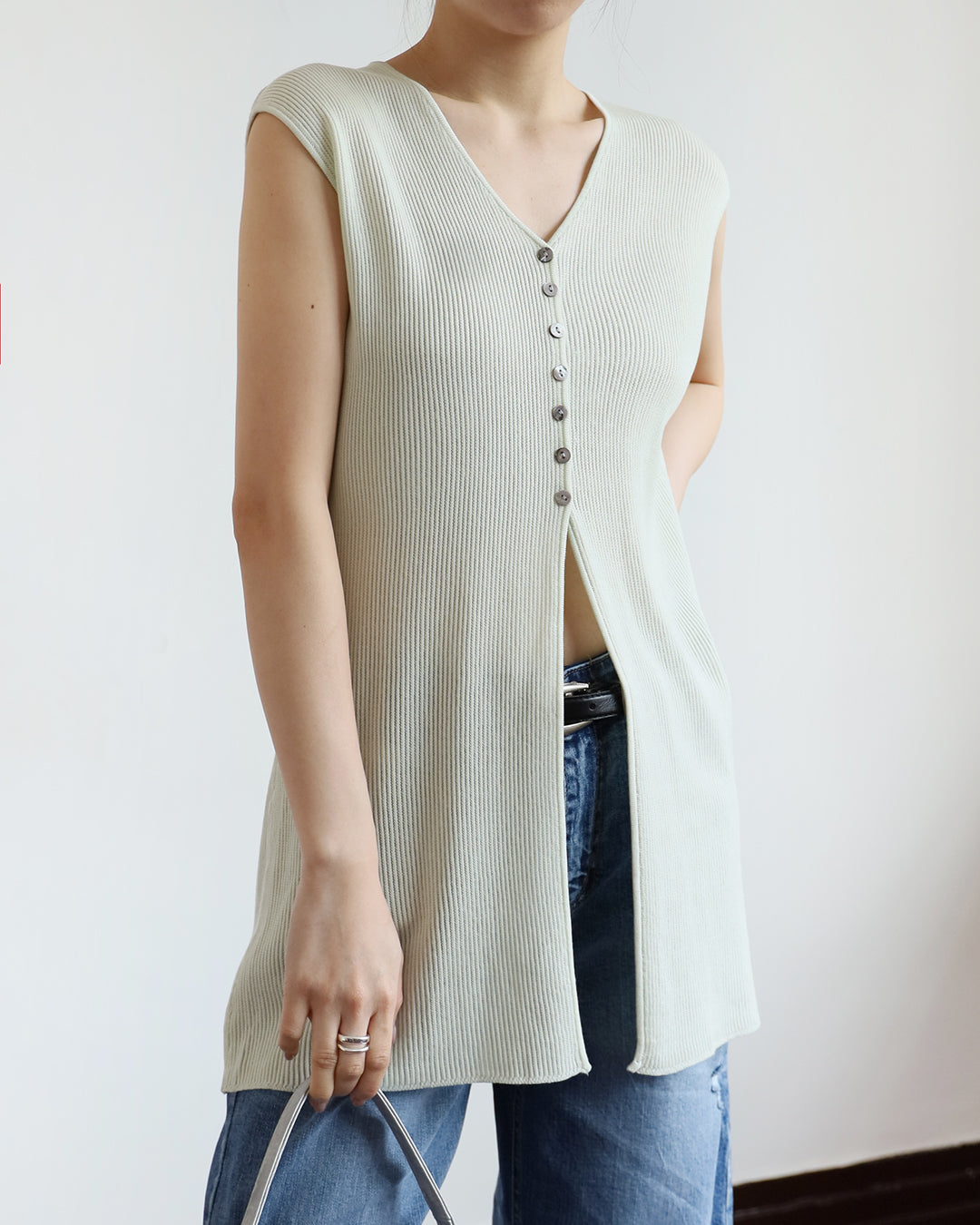 Button Details Longline Vest (5 color)