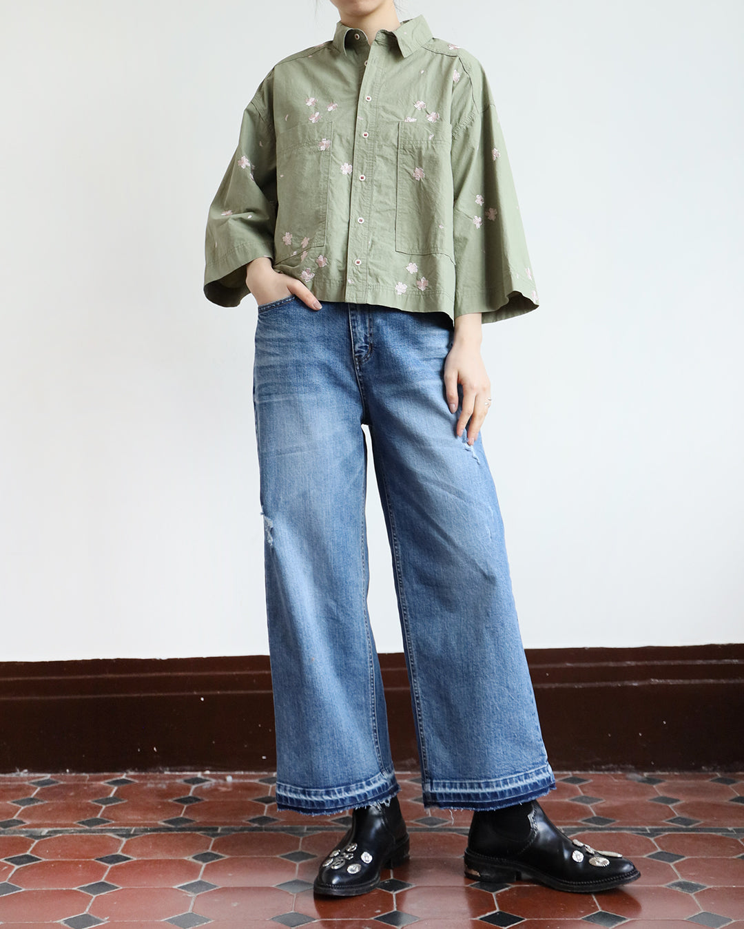 Japan Brand -Embroidery Sakura Shirt