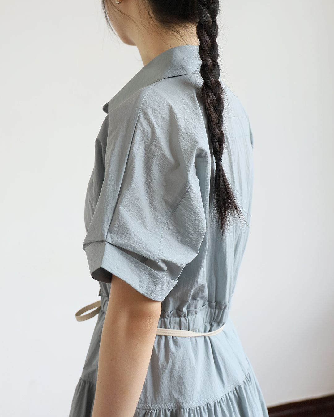 Drawstring Shirt Dress ( 2 Colors)