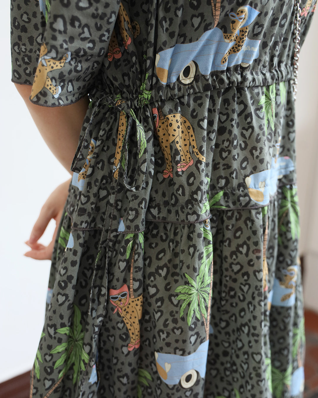 Leopard Pattern Drawstring Dress