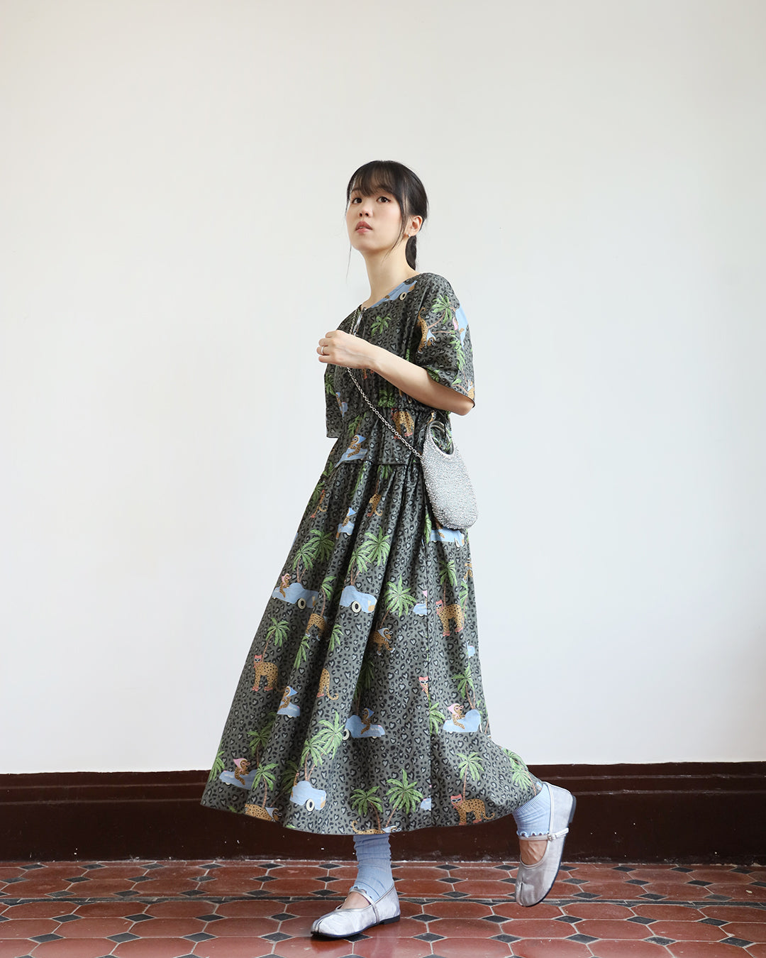 Leopard Pattern Drawstring Dress