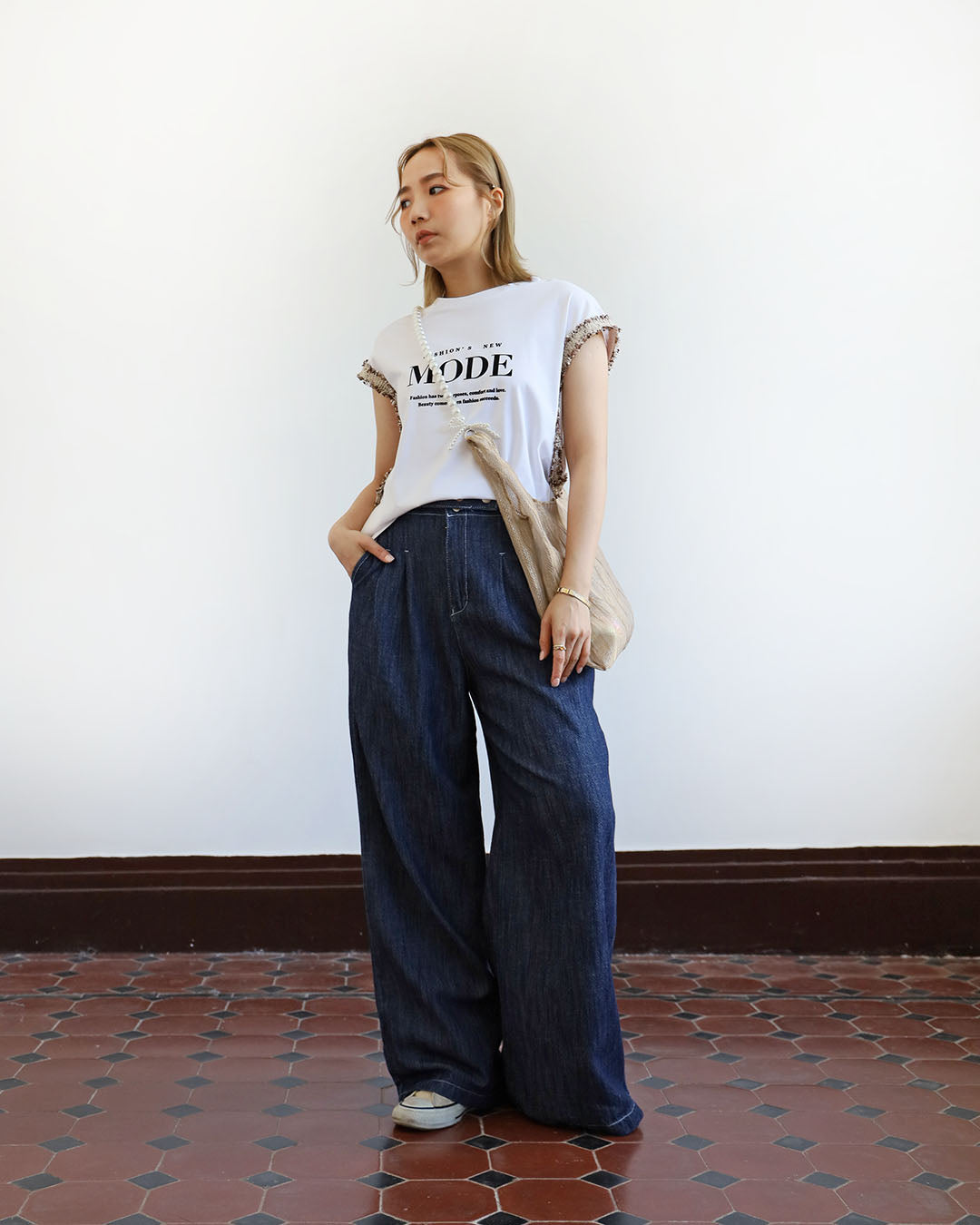 Tweed Trimmed Top
